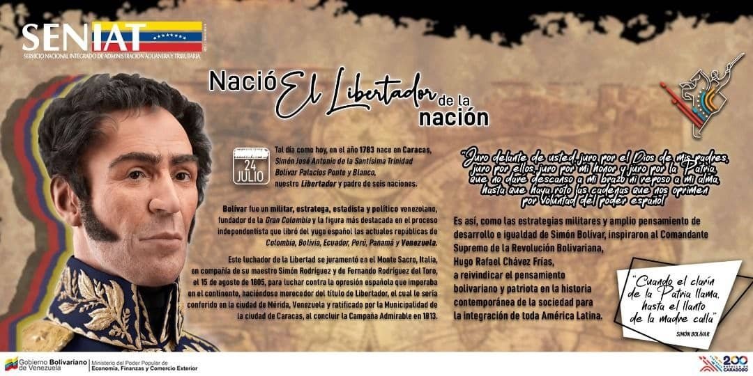 jdavidcabello's tweet photo. Hoy al cumplirse 238 años del natalicio del Libertador Simón Bolívar, revive el sentir patriota del pueblo. Hoy recordamos sus luchas, victorias y su ideal sigue vigente en todo revolucionario. Venceremos

#BolívarInmortal https://t.co/VurF2uvAKH