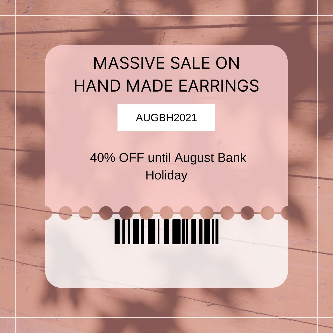 #MassiveSale on #HandMade earrings. 
(almost) Everything is 40% off so you accessorize for August Bank Holiday. 
All ear hooks are hypoallergic and nickel free. 
All hand made in #eastcork 
etsy.com/ie/shop/IganaC…