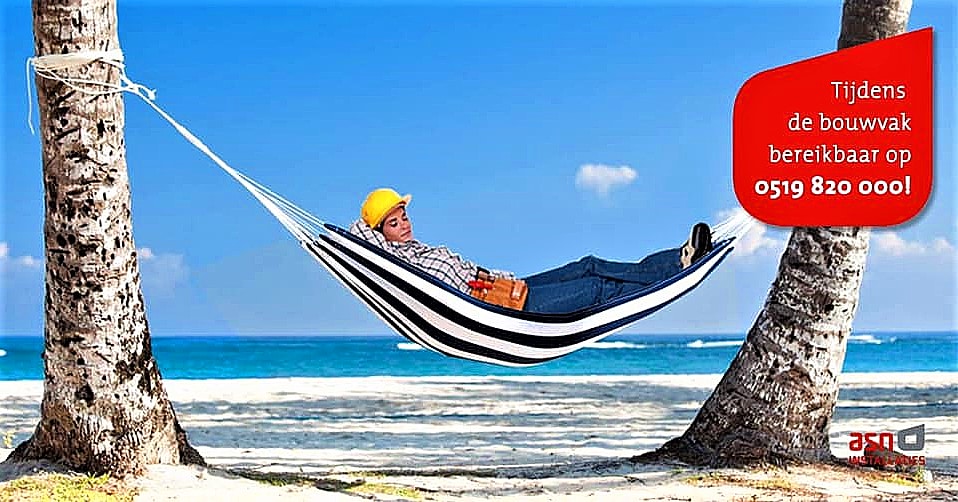 #vakantie 
Vakantie! Het ASN team geniet van 23 juli t/m 13 augustus van een welverdiende vakantie. Ondanks onze bedrijfsluiting blijven wij natuurlijk bereikbaar op 0519 - 82 00 00. Bij storingen staan wij ook tijdens de bouwvak 24/7 voor u klaar. 

Fijne vakantie en tot gauw😎