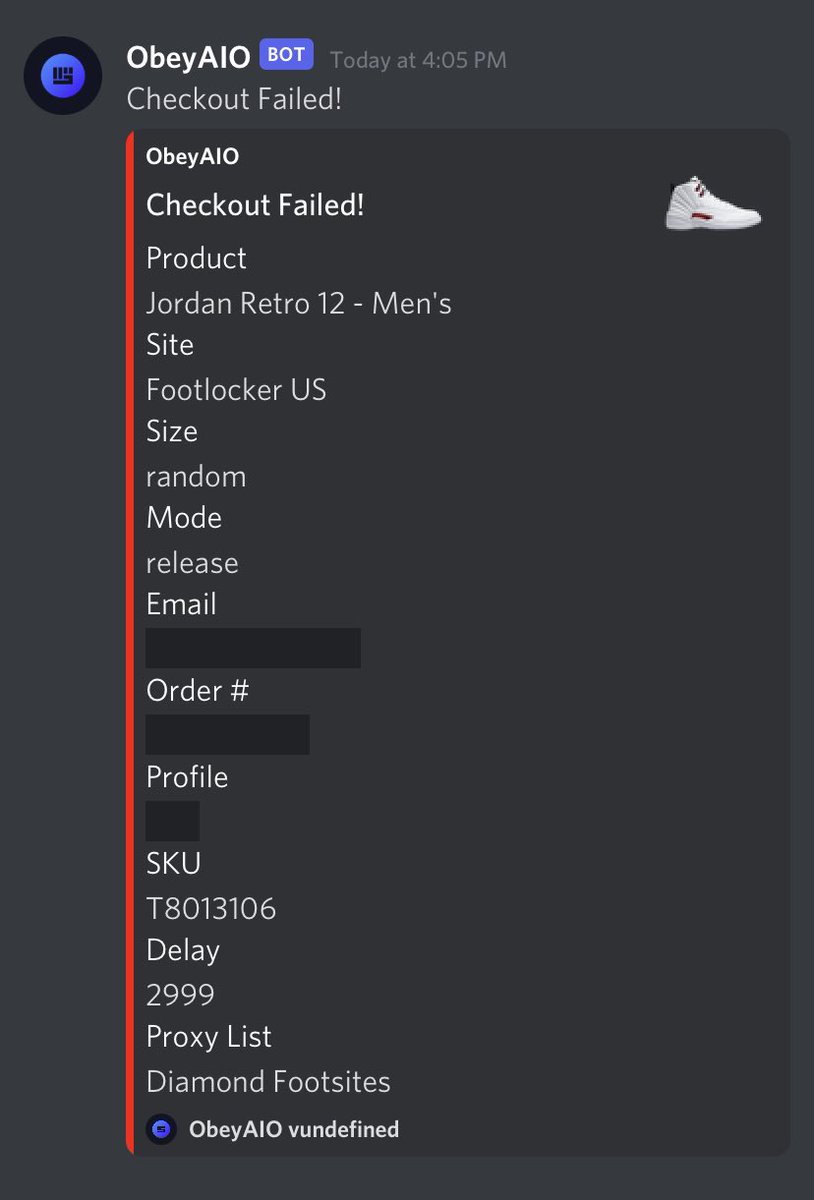 Beta testing <a href="/obeyaio/">Obey AIO</a>, I didn’t want any of those bricks today so I ran for delines and got one right away with on 25 tasks on FTL. Hands down one of the fastest footsite bots I’ve tried to date.