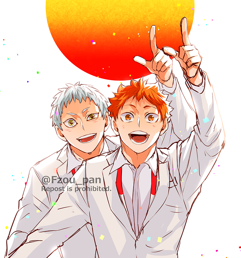 2boys multiple boys male focus orange hair open mouth smile short hair  illustration images