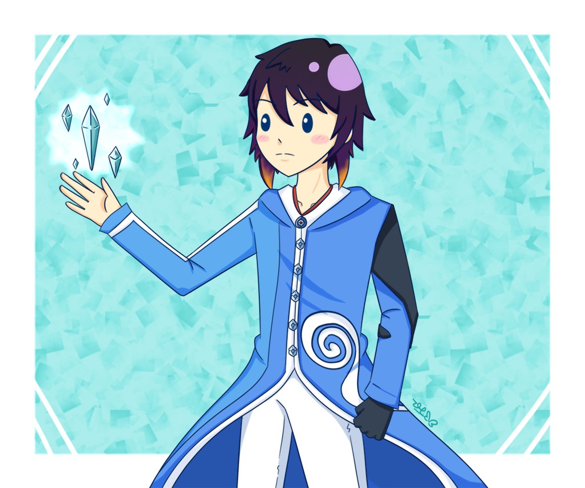 Rearie_Sora's tweet photo. Original Art : 
Name : Rie Sora (りえ そら) 
Short name : Rie / Re
Gender : Male
Familiar : Owl (fu-hoku)
Job : Wizard
Elemental : water &amp; ice 
(Untuk 2D art by : Ulil Yellow) 

#rearclay
#art 
#iclay https://t.co/cci3KcReJR