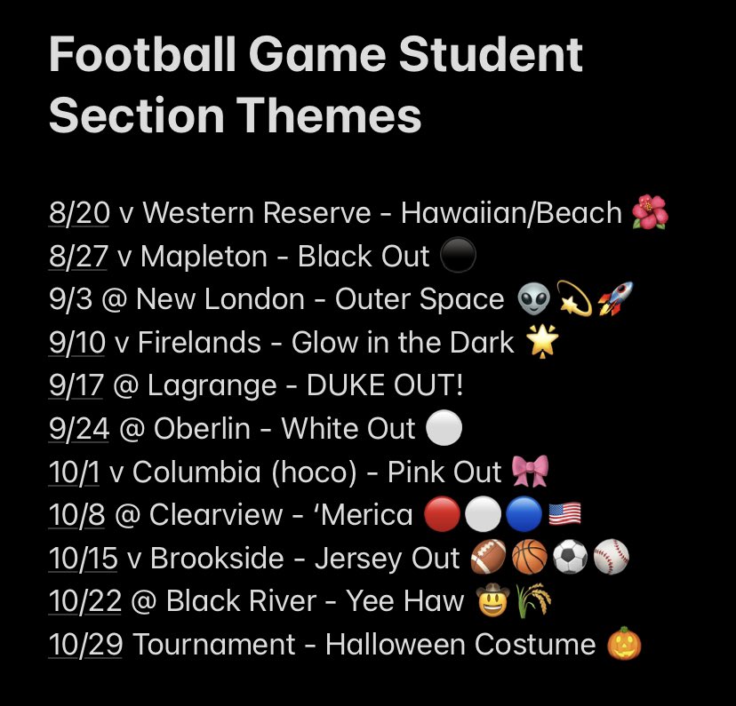 These are the official themes for the 2021 football student sections! Join us in making these student sections the most memorable! #GoDukes #ItTakesAVillage #DukePride