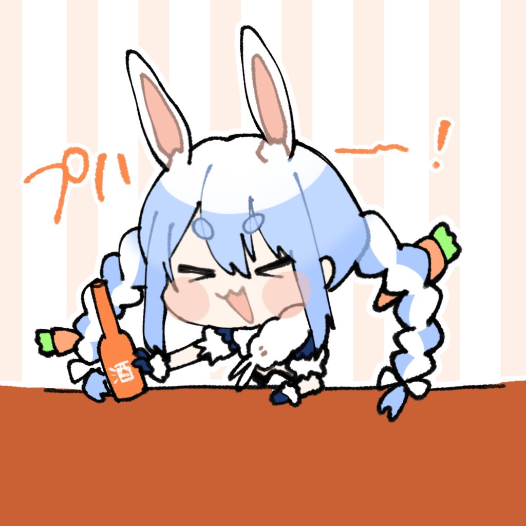 usada pekora 1girl animal ears rabbit ears solo blue hair carrot hair ornament hair ornament  illustration images