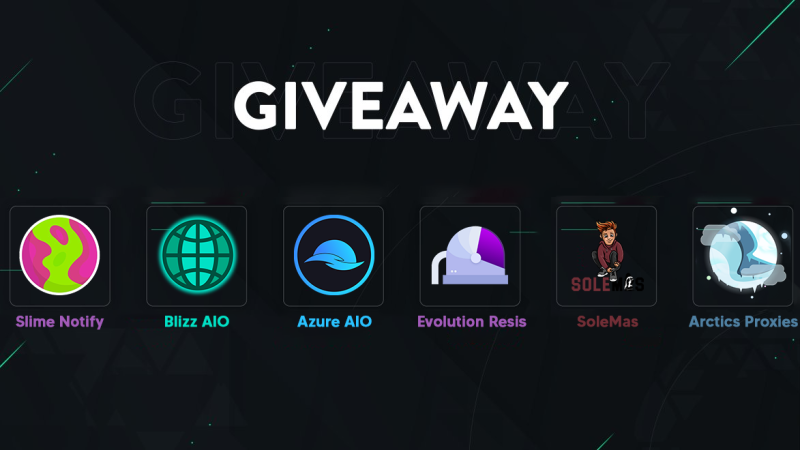 🎉 Giveaway Moment 🎉

2x Free Month <a href="/solemates_de/">Solem8s</a> 
1x Free Beta Key <a href="/BlizzAIO/">BlizzAIO</a>  
1x 2GB <a href="/ArcticsProxies/">Arctics Proxies</a>  
1x Invite <a href="/SlimeNotify/">Slime Notify</a>  
1x Free Beta Key <a href="/AzureAIO/">AzureAIO</a> 
2x 2GB @EvolutionResis  

Rules: 
- Follow Everyone 👥
- Like this post ❤️
- RT ♻️
- Tag a friend 📝

Ends in 48h 🍀❤️