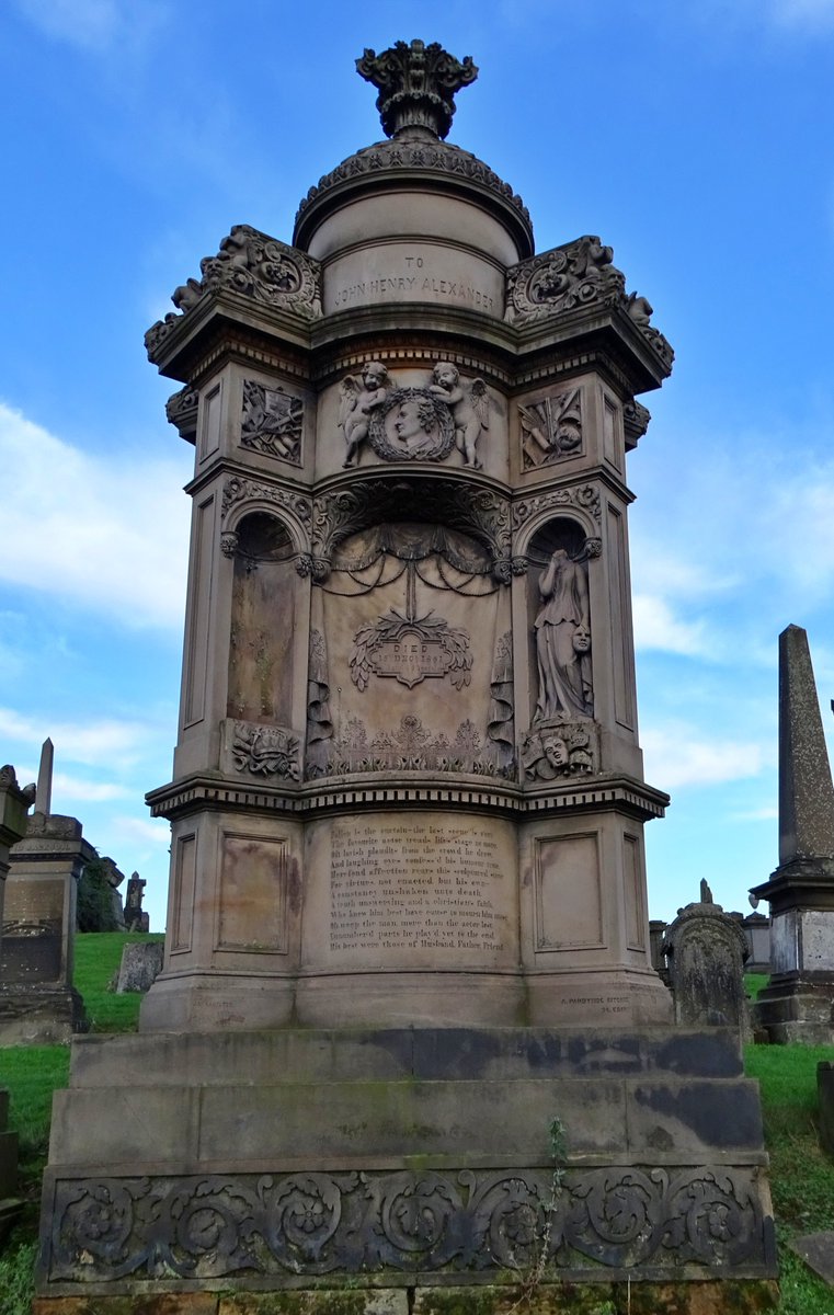 DavyTolmie's tweet photo. #Archivepic Glasgow Necropolis resting place of John Henry Alexander actor ,theatre owner &amp; what a character, famous for wandering round the stage during performances moving scenery, cajoling the band, scolding actors and counting the audience to check the takings were correct! https://t.co/4Z44ahOoQB