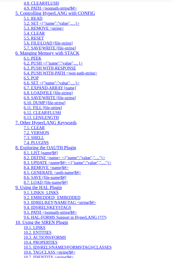 hyper_cli's tweet photo. Starting to write up the user docs for #HyperLANG andf #HyperCLI. over 100 keywords and still not a complete set. i might have gone overboard a bit here...
@mamund @rwmbook #hypermedia #shell https://t.co/Bwt7dHQPCG