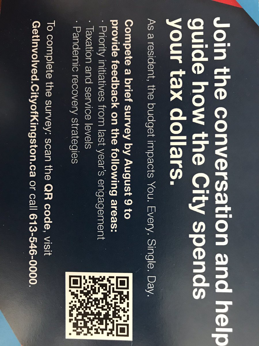 #ygk budget engagement process has begun. City of Kingston’s Chief Financial Officer is at Market Square today and wants to hear your thoughts on budget spending. Residents can also complete the survey at Getinvolved.CityofKingston.ca