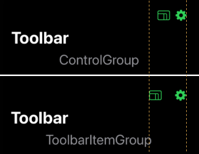 BigMtnStudio's tweet photo. OK, I did some more research into the #SwiftUI ControlGroup and found the video where it was introduced: WWDC21 "What's new in SwiftUI"

Apple says, "On iOS, the controls in a group are organized a little tighter in the toolbar."

And I compared and it's true: https://t.co/p4v2JeAniq