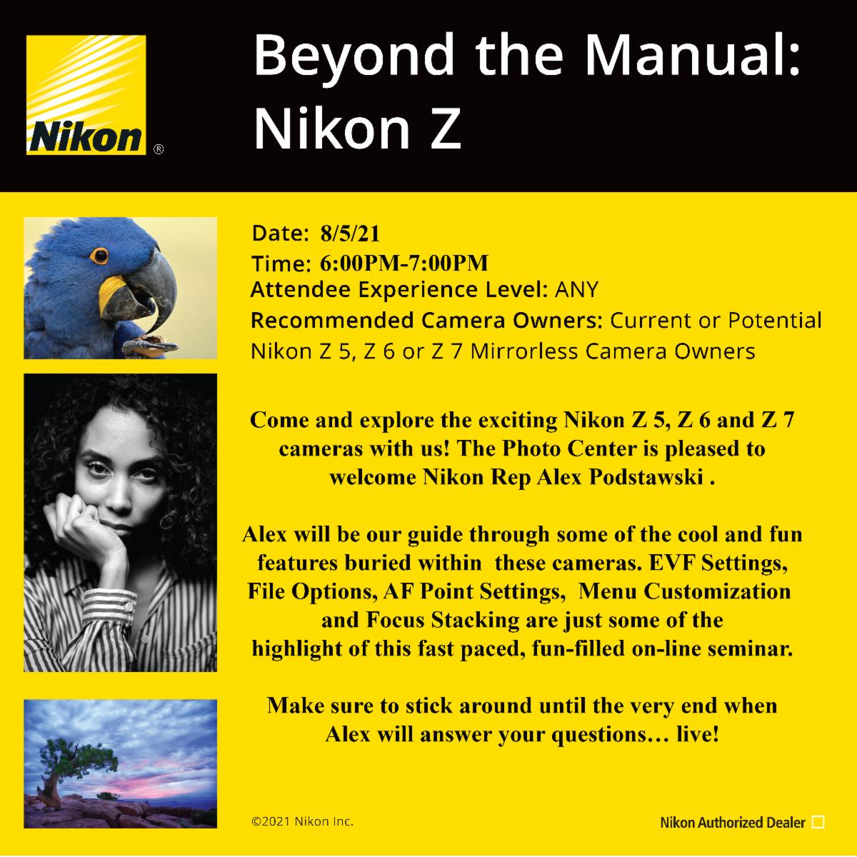ThePhotoCenter's tweet photo. Beyond The Manual: Nikon Z Live Webinar! https://t.co/b53E8S1rUJ https://t.co/RI3icPxV8Z