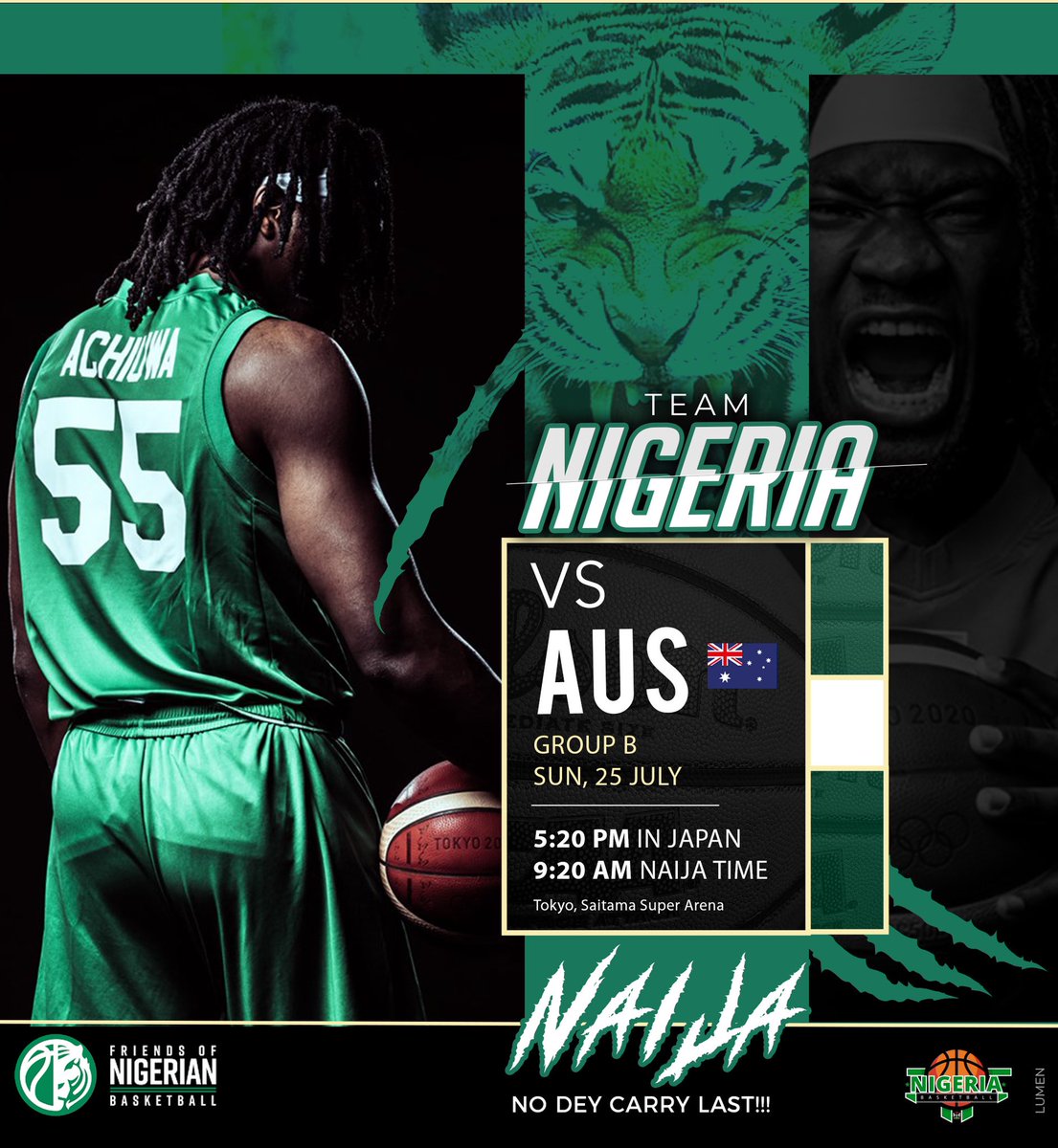 RT @NigeriaBasket: The quest for a medal begins. 

Nigeria vs. Australia in Tokyo. 

#Tokyo2020 https://t.co/i3HoOi0DFd