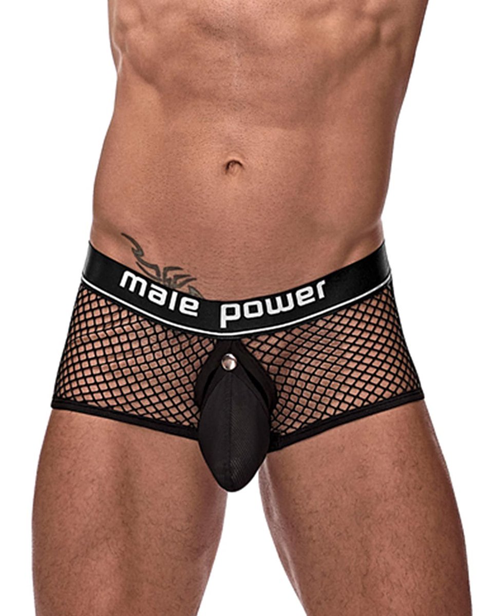 Just Arrived: <a href="/MalePowerUSA/">Male Power</a> Cock Pit #Fishnet Mini Cock Ring Short with unique removable pouch for a versatile sexy look. Features a built-in elastic cock ring. Limited time Sale ends July 31: naughtydelight.com/male-power-coc…