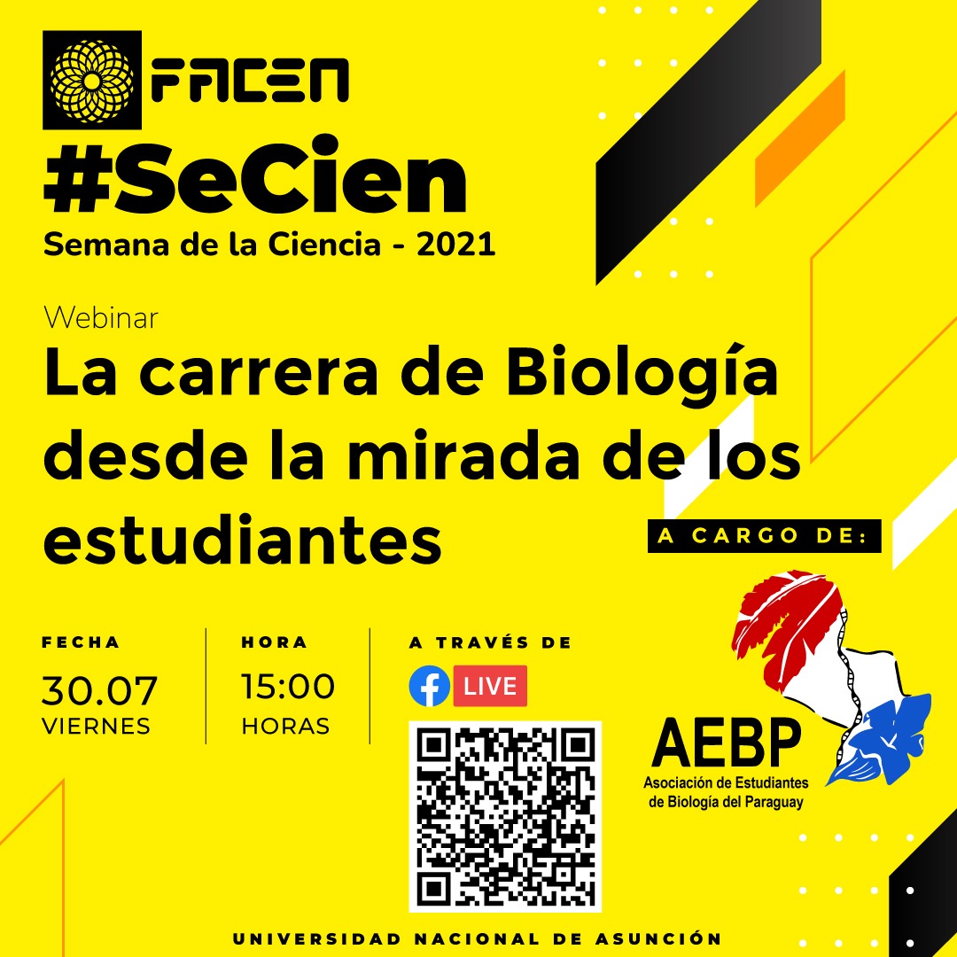 AEBPy's tweet photo. Desde la AEBP estamos listos para una nueva edición de la #SeCien 2021👩‍🔬👨‍🔬Los esperamos este VIERNES 30 a las 15 hs. para descubrir y aprender juntos🌱

¡Escaneá el código que ves en pantalla para acceder a la presentación!

#SeCien #facen #biología #ciencias https://t.co/8mFTbynMjn