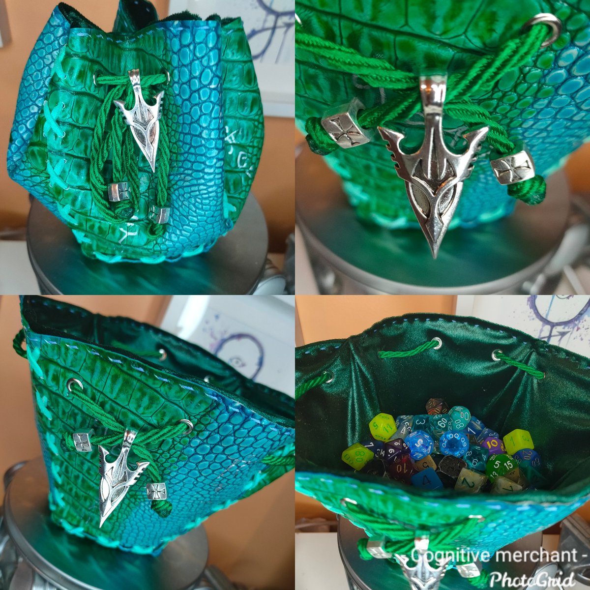 Dice bag a day till <a href="/UKGE/">My Lost Gems | UK Fossils</a> !
This one was inspired by a water Genasi ranger! 

#DnD #dnd5e #dicebags #larp #dungeonsanddragons #handmade #dicegoblin #ttrpg #TTRPGs