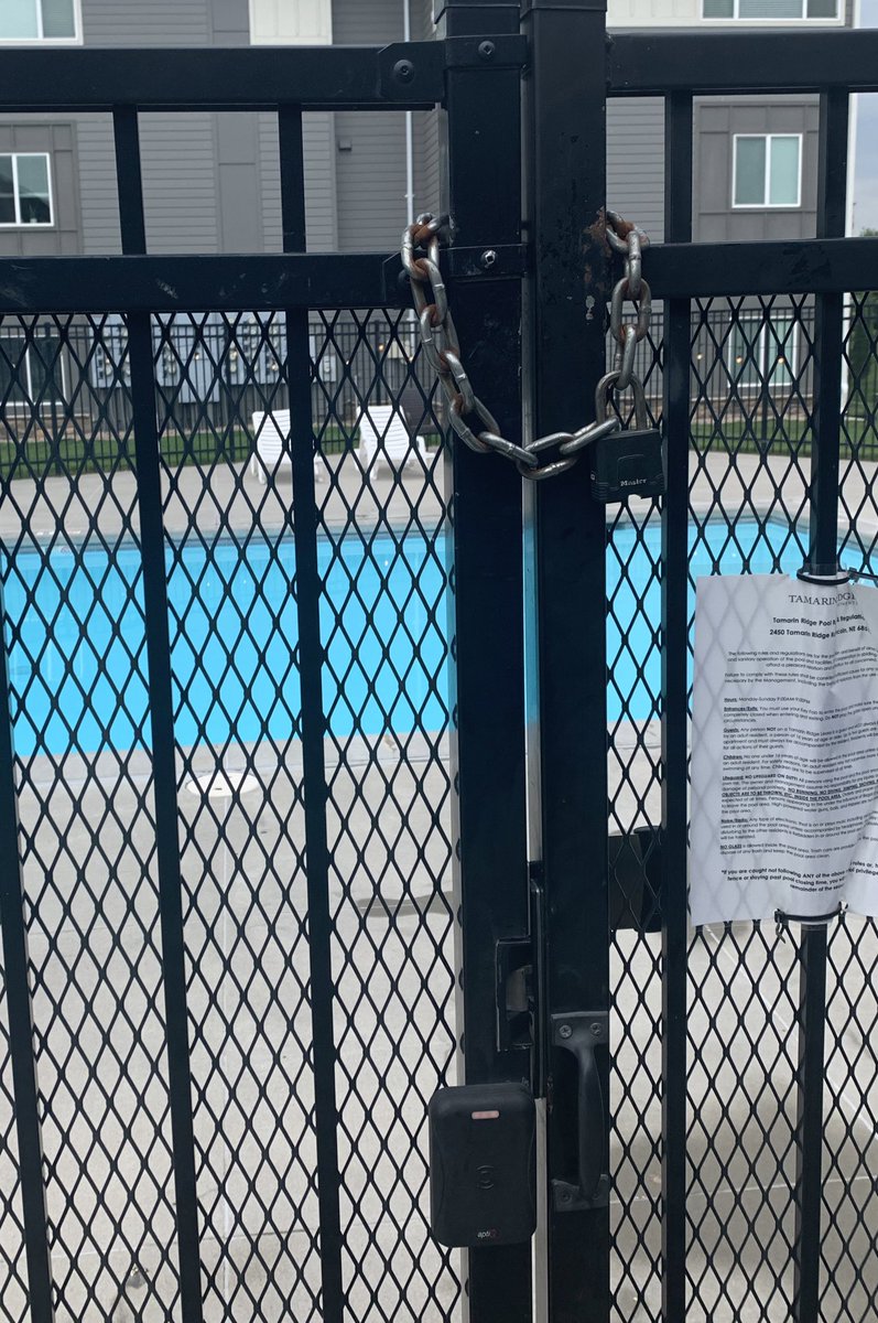 BriannaBuseman's tweet photo. It’s Saturday afternoon, hot and very humid and my apartment’s pool is closed because a family got rowdy and the dad had to get escorted out by the UPS man. Nebraska is a wild place https://t.co/idBqYdP7Br
