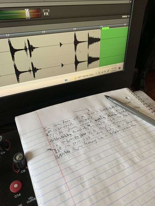 The seeding of a song. #newsong #songwriter #rap #spokenword https://t.co/vKytr888zc<a href="/tag/newsong"class="tags">#newsong</a><a href="/tag/songwriter"class="tags">#songwriter</a><a href="/tag/rap"class="tags">#rap</a><a href="/tag/spokenword"class="tags"><span>#spokenword</span></a>