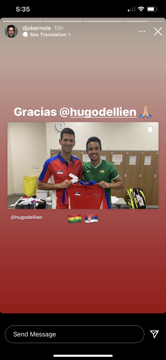 El número 1 del tennis puso una story en su instagram con <a href="/hugo_dellien/">Hugo Dellien</a> 🙌🏼🇧🇴😱