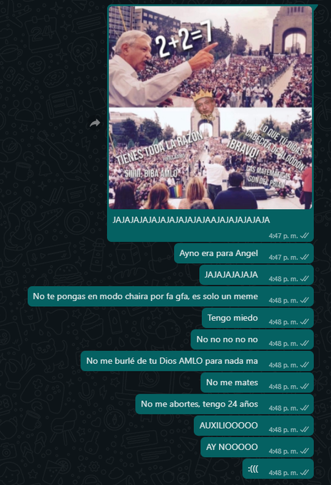 Si amanezco colgao, le mand&eacute; sin querer un meme a mi gfa de su Lord todo poderoso que era para mi hermano