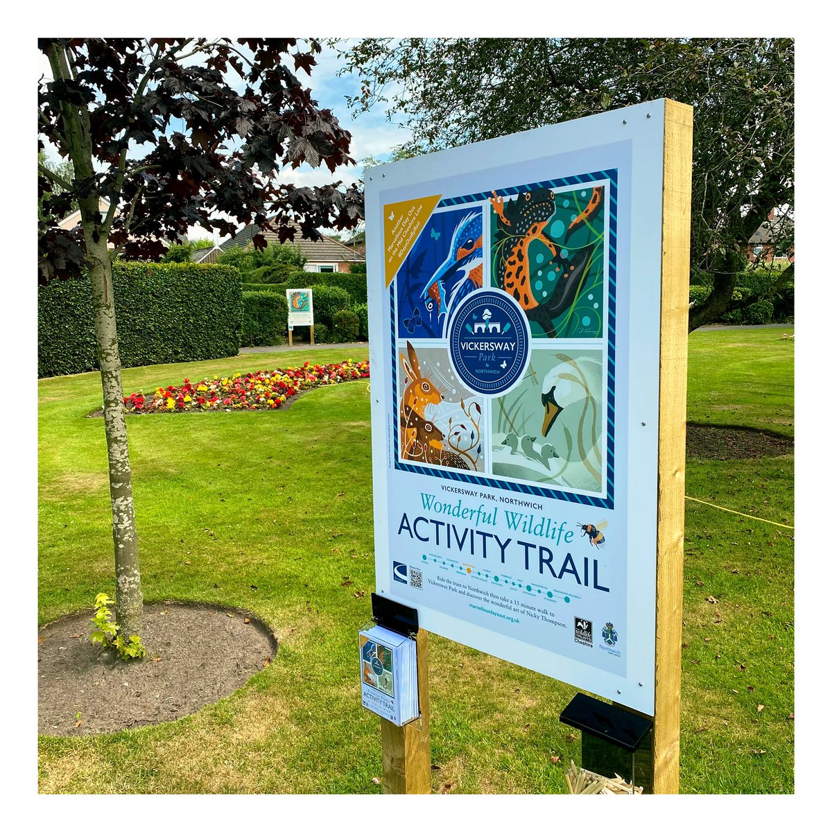 nickythompsona1's tweet photo. Lovely to see the ‘Cheshire’s Wonderful Wildlife’ artworks in their new home at the very beautiful Vickersway Park in Northwich… @NorthwichTC #vickerswaypark @CheshireWT @CrpMid  @NorthwichNews https://t.co/FlDEGbI6W1