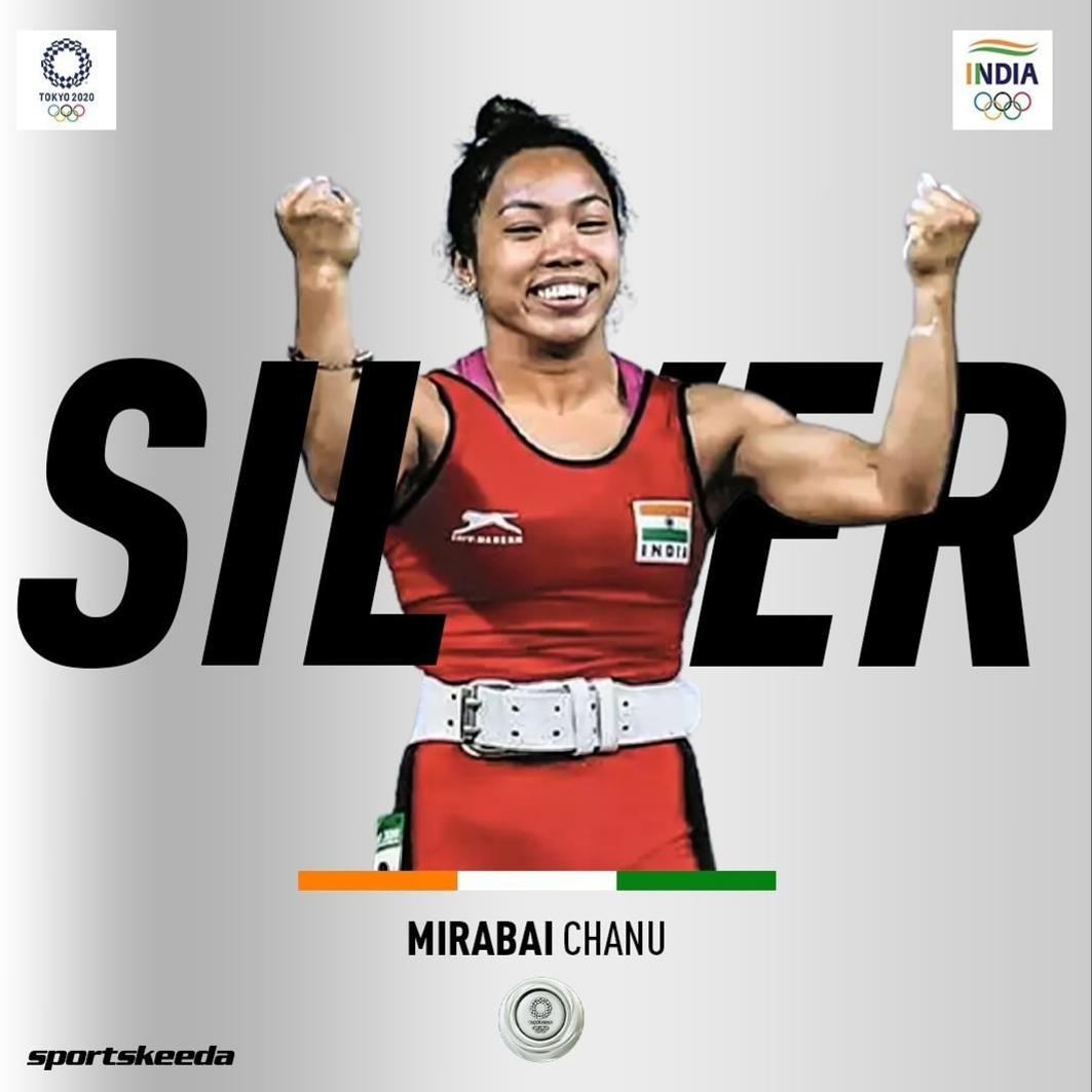 Manjuna60328808's tweet photo. CONGRATULATIONS🎉🎊🥈 @mirabai_chanu thank you for making us all proud. Bhartiya Naari Padi Sab Par Bhaari..#MirabaiChanu You wining the Silver medal🥈🥈🥈🏋️‍♀️🏋️‍♀️ at the Olympics. #TokyoOlympics2020 #Weightlifting🏋️‍♀️ https://t.co/AhidpCuHsV