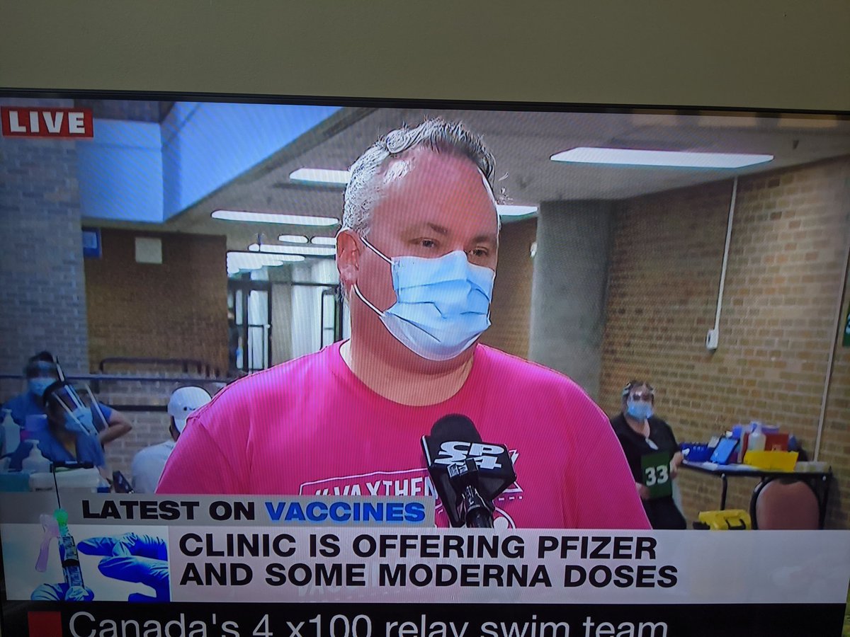 Just turned on my TV and guess who I see... <a href="/SeanJMolloy/">Sean Molloy (He/Him/His)</a> talking about the new vaccine clinic bringing the shots to where people need it. #VaxTheNorth #hcldr