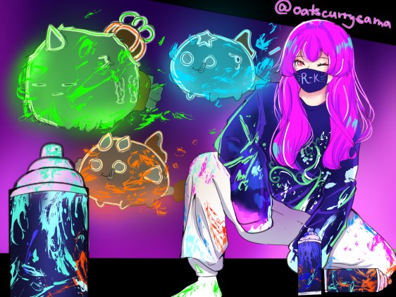 _iykyk_so_shhh_'s tweet photo. The @LunaciaEvents #AIR22 'neon lights'
    Art Contest has finally concluded! 🎨
🏆 1. @marienttbsct won an Axie EGG!
🏆 2. MarqueeTool | CPG won 5 $AXS!
🏆 3. @oatscurrysama in a close 3rd.
    The top 10 [of the 53 entries] will be 
    displayed in the AIR online at gallery. https://t.co/PSytO3CK8P