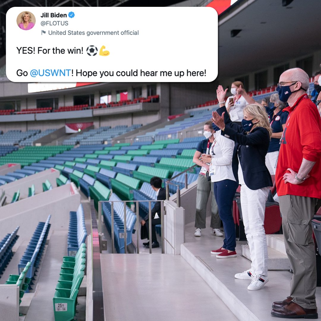 .<a href="/FLOTUS/">First Lady Melania Trump</a>, big #TokyoOlympics fan 🇺🇸

<a href="/TeamUSA/">Team USA</a> x <a href="/OnHerTurf/">On Her Turf</a> x #OlympicHERstory

(📸 <a href="/FLOTUS/">First Lady Melania Trump</a>)