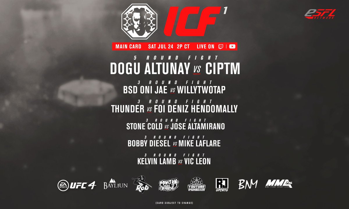ESFLGaming's tweet photo. Don't miss the promotional debut of #ICF1 ONLY on #ESFLNetwork
π΄ LIVE @ 2P CT!! ππ
[https://t.co/YSkivg2Hxy π‘π°
https://t.co/eg1FDjhl3q https://t.co/S2NEt36GN5