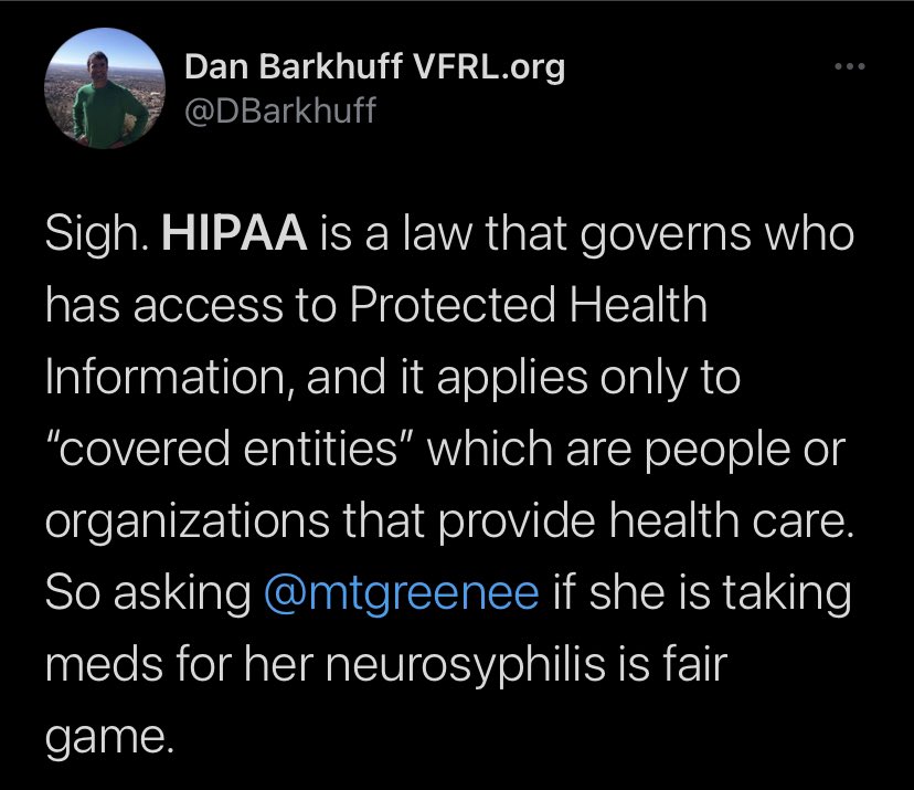 If you’re gonna go full snark, you should fully understand the definition of “covered entity.”