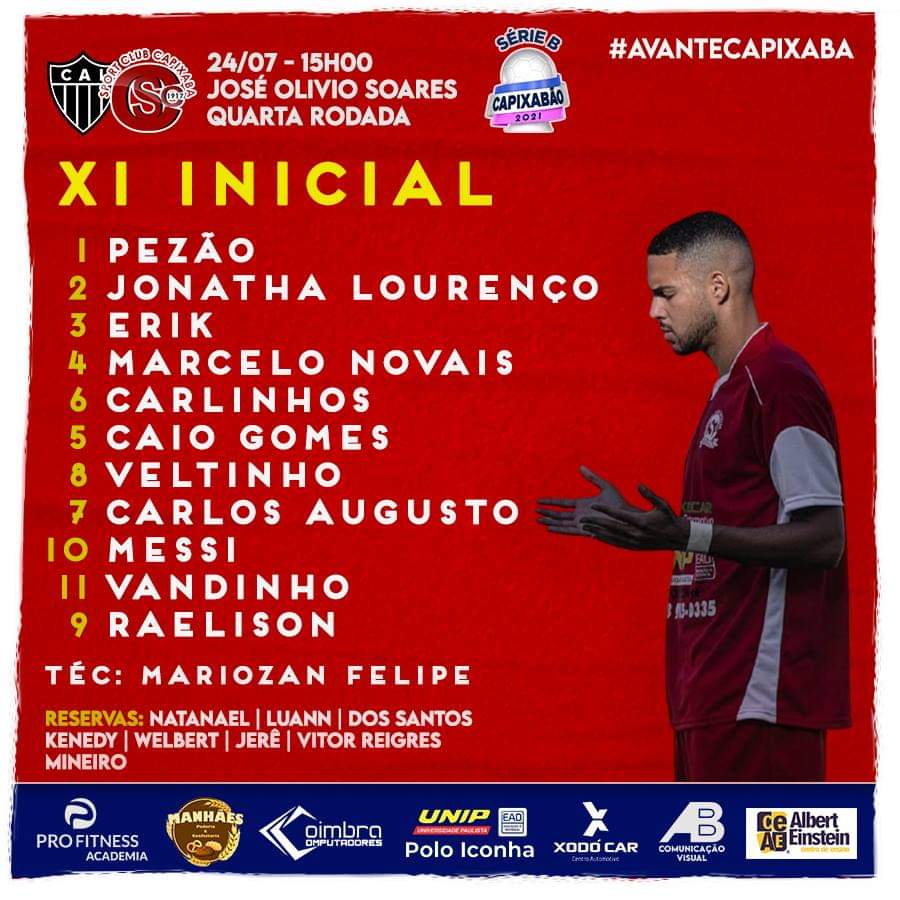 sc_capixaba's tweet photo. 🇦🇹 Alvirrubro escalado para a partida das 15h00 contra o Atlético Itapemirim pela quarta rodada do Capixabão Série B 2021! #AvanteCapixaba

Transmissão: TV Educativa ES (Canal 2.1, Youtube e Facebook) https://t.co/2LNR45QpSW