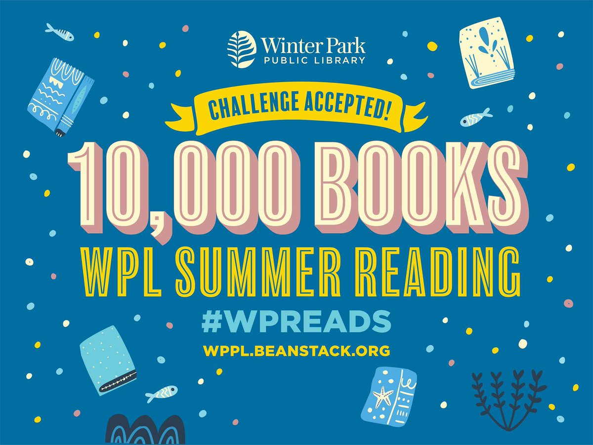 LibraryWP's tweet photo. We did it! We reached our goal of 10,000 books read this summer! 🎉 Thank you to everyone who joined us in reading and logging books to help us reach our goal. We are so proud of our #WinterParkLibrary community for accepting and accomplishing this challenge together. 😄 #WPreads https://t.co/VCS1HinsW2