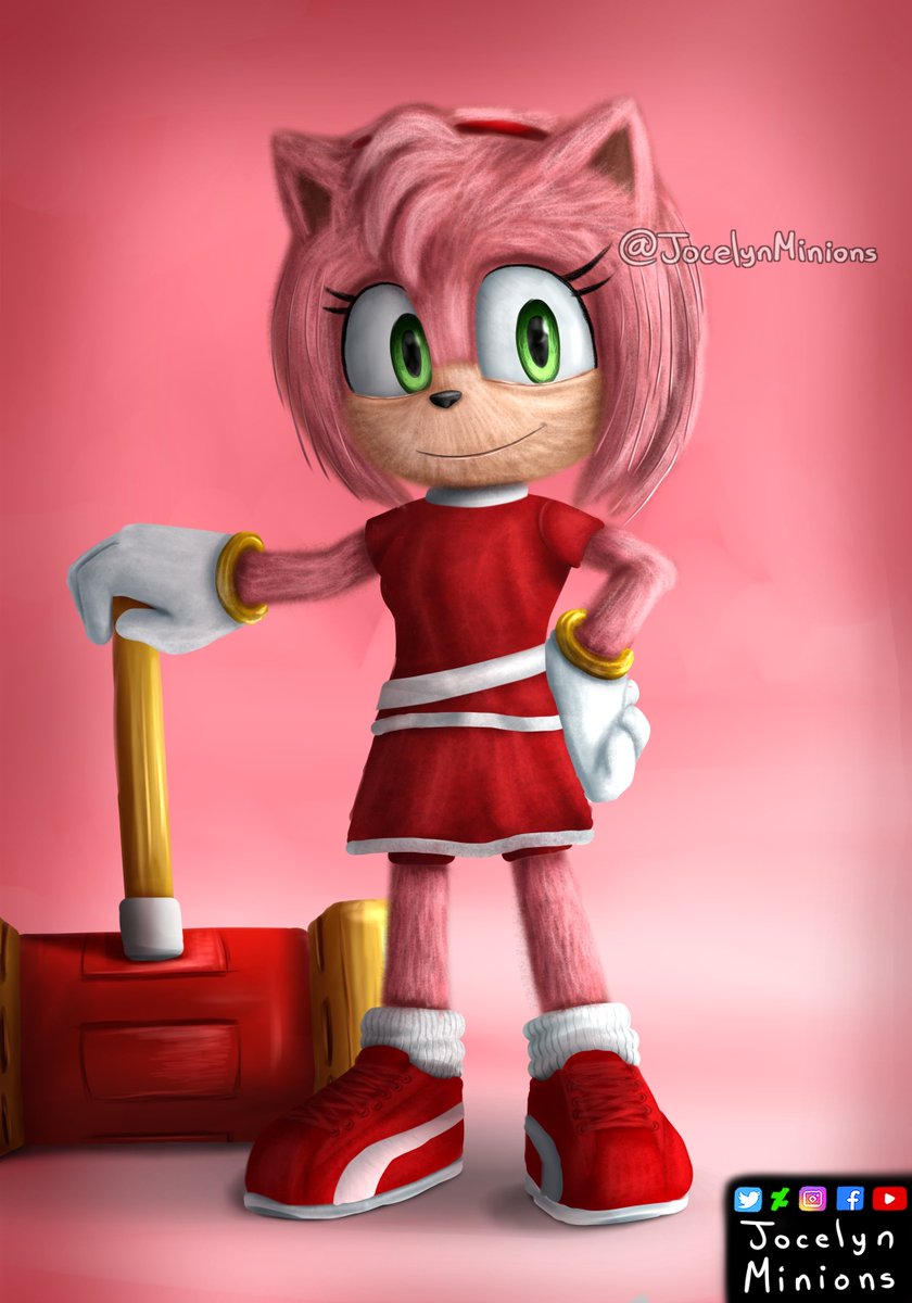 LaughingSonic on Instagram: “Woooow, movie Amy looks so cool! Credit:  @billywhodraw #sonicmovie #amyrose #sonic…