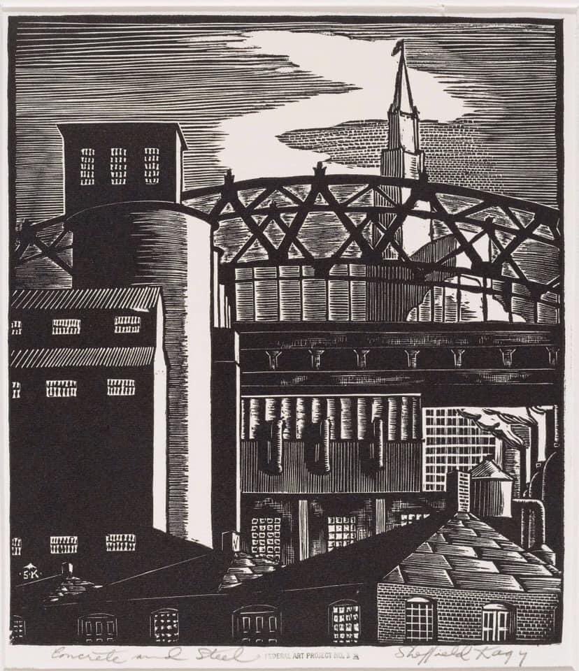 SkrticX's tweet photo. Concrete and Steel by Sheffield Harold Kagy. ca. 1935-1939. Found @Cleveland_PL Digital Gallery. https://t.co/ynpNF6broZ
