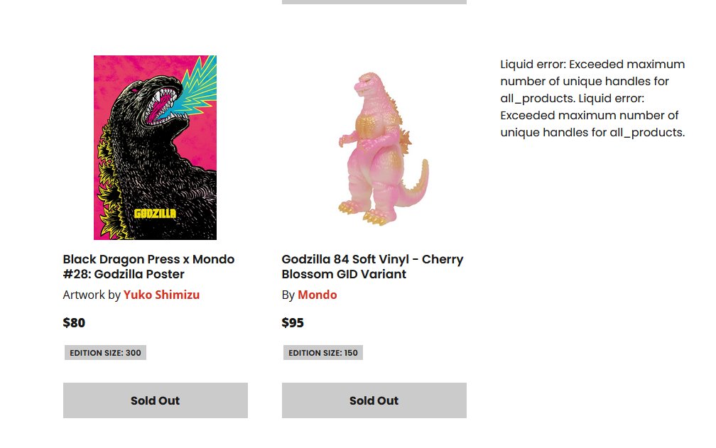 Nekronicle's tweet photo. @MondoNews If i have it in my cart @ checkout and THEN it tells me its sold out.. ya'll need to fix something!  Also, seeing this for Hedorah wasn't helpful. https://t.co/pwsCG1vuqQ