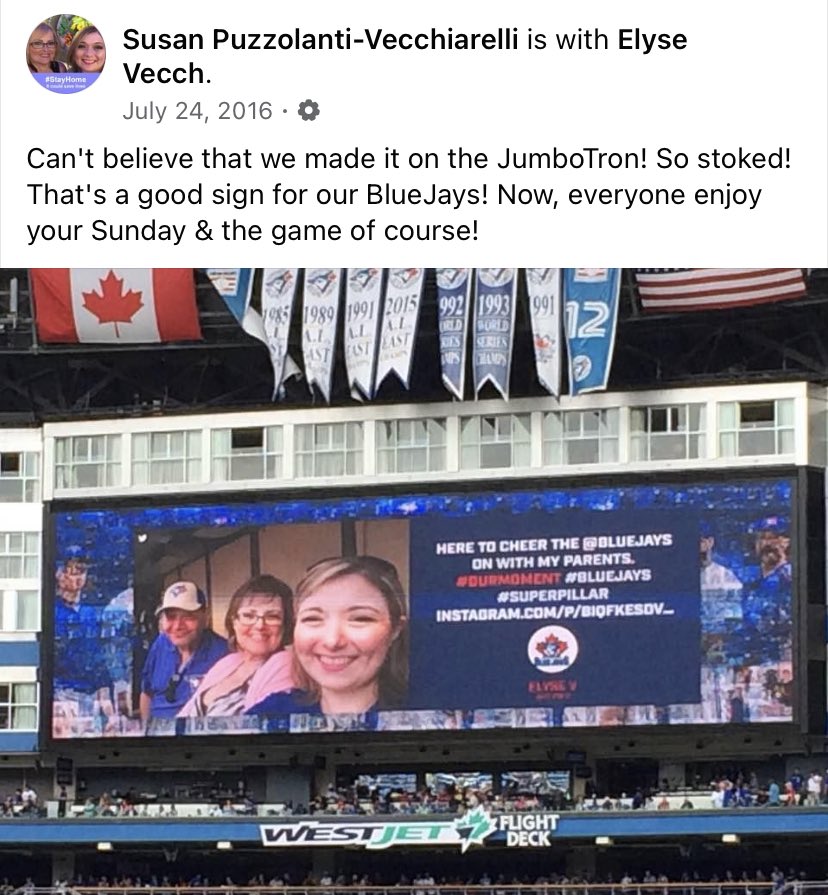 glamourgirlca's tweet photo. It’s always a blast when your selfie makes it up to the JumboTron. @ElyseV @NewJaysFan &amp; I really had a great time at the #BlueJays game that day, 5 years ago, today! #PrePandemicLife https://t.co/gASiFDKXD0