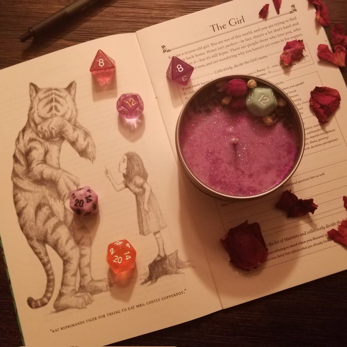 CandlesPlot's tweet photo. What are you playing today?  Nothing is more relaxing than a game with friends and a comfy candle burning! Find the spark for your next game with us! (Pictured ttrpg: Girl Underground) #ttrpgsolidarity https://t.co/zSPRMV34AM