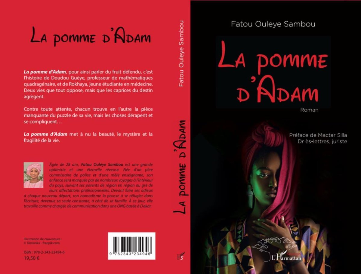 Chers amis, j’ai le plaisir de vous annoncer la sortie de mon premier roman “La pomme d’Adam” paru chez <a href="/harmattansn/">L'HARMATTAN SENEGAL</a> . Le livre est disponible en kiosque en France et sera en vente au Sénégal la semaine prochaine.
#Kebetu #team221 #KaayLire #SunuLiterrature #PomouAdama