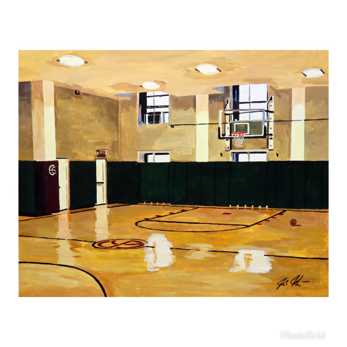 JoshMoulton's tweet photo. Had to keep this painting a secret until today. “The Standard Club Basketball Court”. Acrylic on canvas. A commissioned piece for a 75th birthday gift. For a special member. I was a member there from 2001-2007. #art #artgallery #painting #chicago #standardclub #basketball https://t.co/6hY9sRtUs0
