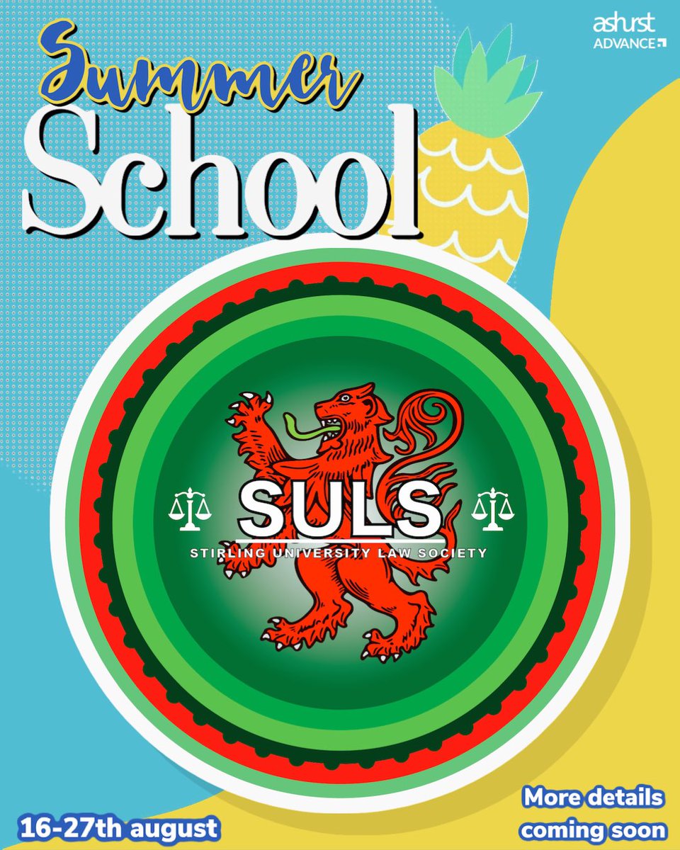 _stirlawsociety's tweet photo. Summer School ……announced ✅

SULS is delighted to announce our August summer school!!

Two weeks of fun filled events for everyone!

Keep your eyes peeled for further information regarding summer school, coming soon. 🔜 https://t.co/fjFY8CZSV0