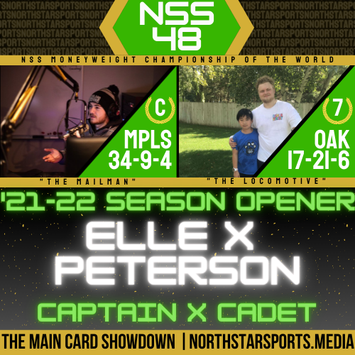NSS_MN's tweet photo. The Main Card Showdown Season Two begins tonight as longtime reigning Champion @OwenElleMN takes on former six-time Champion @DrewBPeterson at #NSS48! In the Co-Main, gritty veteran Captain welcomes Cadet into the promotion! https://t.co/2rRRsDIlY2