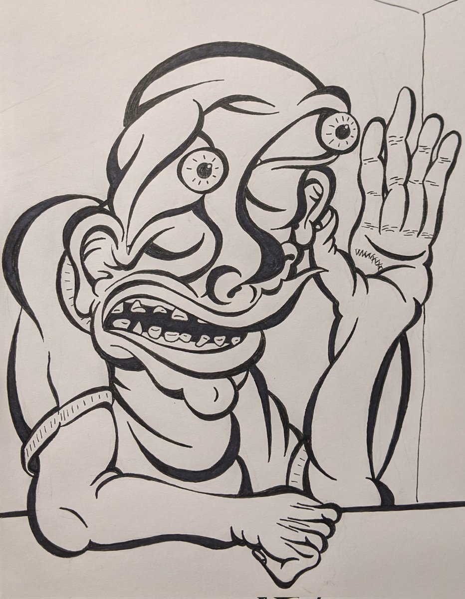 Bheme5's tweet photo. The friendly man says hello.
#Art #ArtistOnTwittter #Sketch #Ink #FriendlyMan https://t.co/EmmcKfCUJg