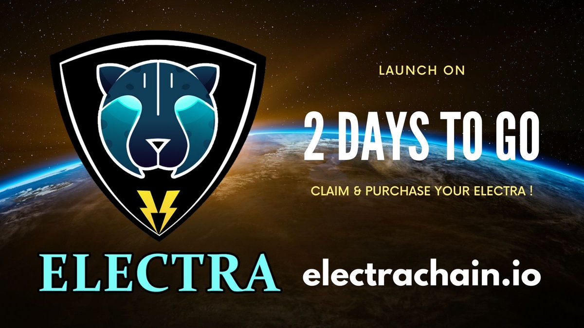 electrachain's tweet photo. 2 DAYS TO GO! 🚀

GRAB $ELECTRA before late!

💰 Purchase on : https://t.co/oonVSFNrXS

#AirdropCrypto #Airdrop #Fairlaunch #PancakeSwap #presale #Raindrop #selfdrop https://t.co/TZdA2MZFFw