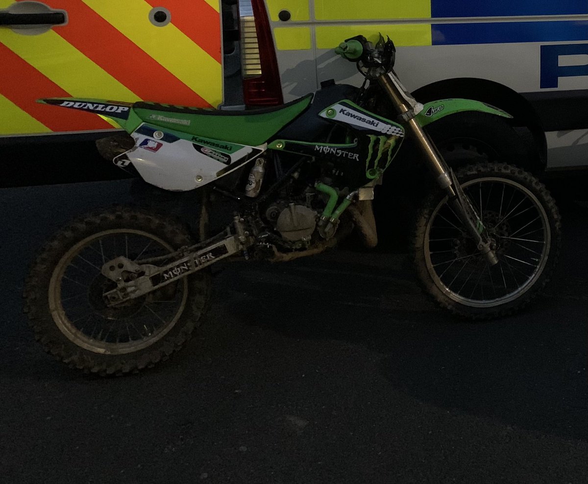 DarloPolice's tweet photo. The rider of this off-road bike thought he could get away with giving us false details after he was captured illegally on a public road in Firth Moor! He has now been formally interviewed and is off to court for Disqualified driving! Obstruct Police! No Insurance! &amp; Bike Seized! https://t.co/B1en4zMjcK