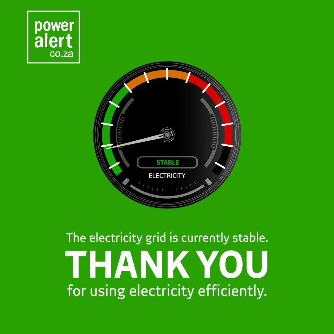 #PowerAlert
24 July 2021
21:00

The electricity grid is currently stable. Thank you for using electricity efficiently.