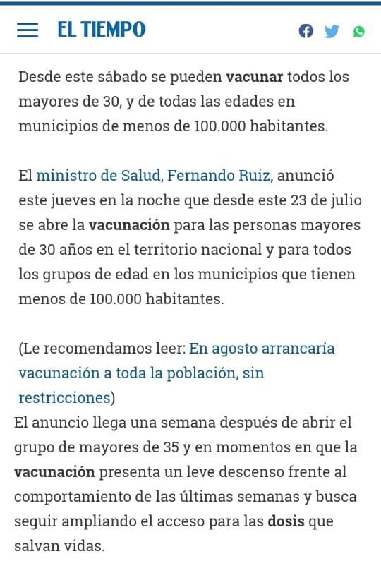 caordosgoitia's tweet photo. 1/3 La apertura de todas las etapas de vacunas en los municipios menores de 100.000 habitantes por parte @MinSaludCol es un gran avance en el Plan Nacional de Vacunación contra el Covid-19.
Mientras autorizan en ciudades capitales, en Montería seguimos con mayores de 30 años. https://t.co/IXoZ7w74dZ