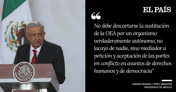 elpaismexico's tweet photo. El presidente López Obrador ha pedido el reemplazo de la @OEA_oficial por un nuevo organismo que integre a todos los países de América Latina y el Caribe y resuelva los conflictos entre ellos

🖋 @sonyacrown

🔗 https://t.co/ktn2HYpWbW https://t.co/KvITiB5DrI