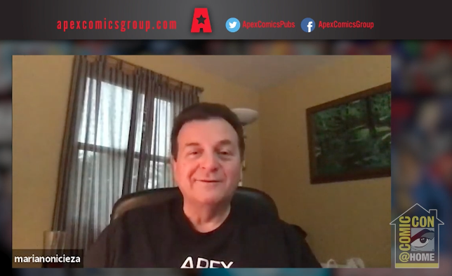 NewsdayFrank's tweet photo. Scenes from today's APEX COMICS ComicCon@Home, virtual panel starring JIM STERANKO speaking and TOM DeFALCO, RON FRENZ, BRETT BREEDING and others on video. https://t.co/05z74aaqNp @iamsteranko @ApexComicsPubs #LiquidAvatar #OasisDigitalStudios #IronAngels #Phazer #TheRIGHTProject https://t.co/qaPSwfqoIT