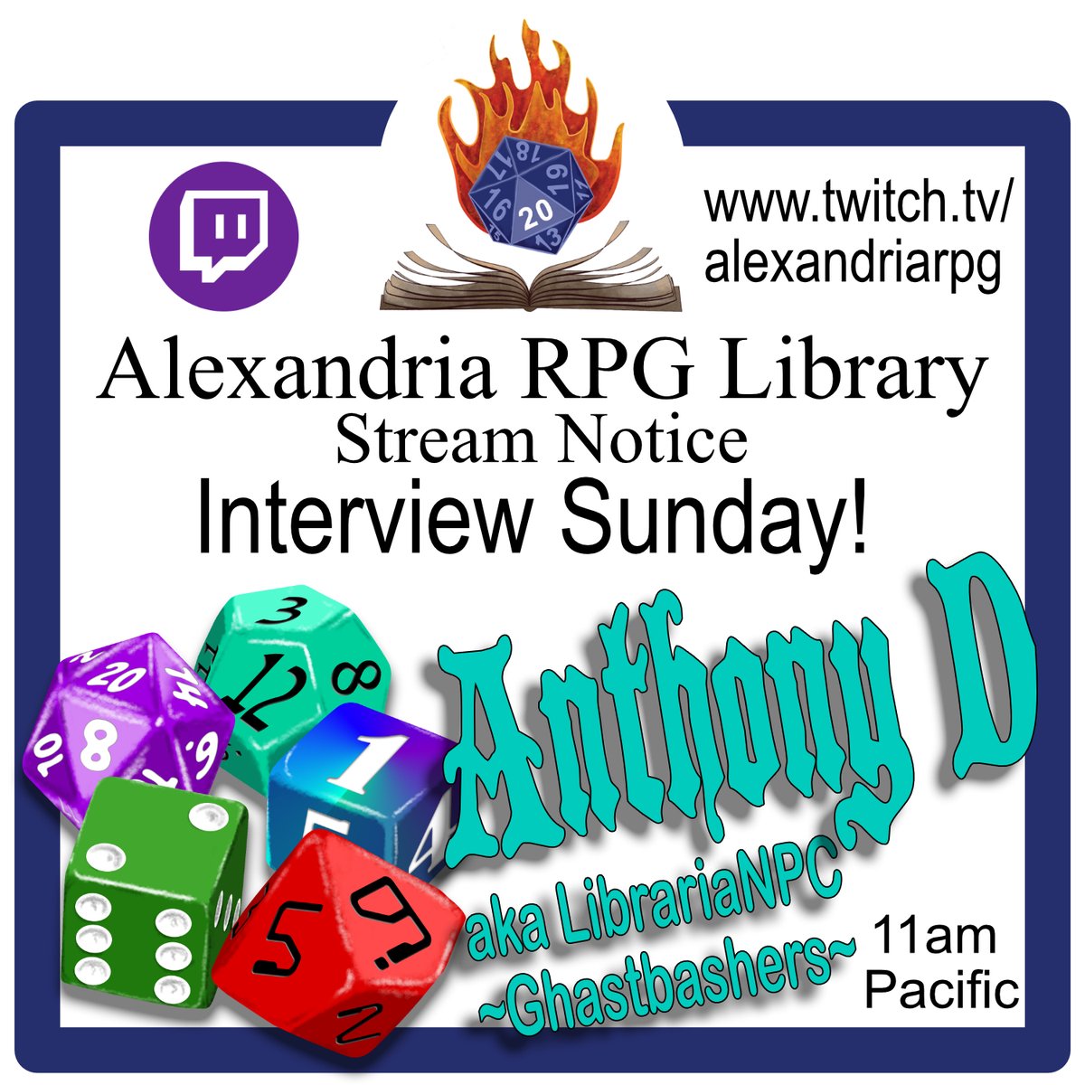 Alexandria_RPG's tweet photo. Tomorrow is our interview with @LibrariaNPC! It is also very close to the end of his #ghastbasher Kickstarter. Go and support him! We want ALL the rewards.
#ttrpg #tabletoproleplayinggames #gamecreators #ghost #fungames https://t.co/SzqxVYh659