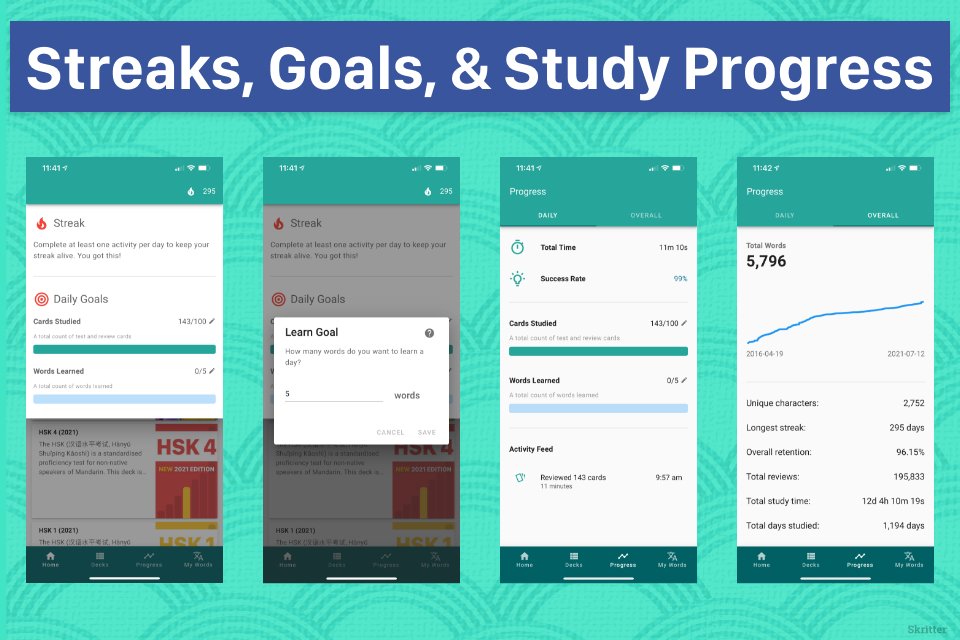 Skritter mobile updates are rolling out on iOS and Android. 

Happy goal setting, and happy studying! 

Learn more about the updates here: youtube.com/watch?v=PvWZc0…