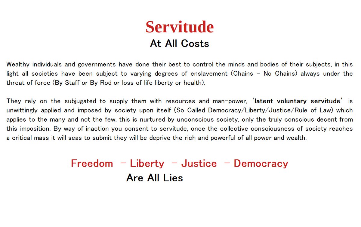 BlackXFTP1's tweet photo. "Voluntary Servitude or Profound Consciousness"
Where are you?

Rich/govt perfected/applied &amp; fully rooted it in their system of control, from schools to media to bureaucracies to organizations.

To take control you don't have to take anything from them, but deny them everything. https://t.co/pMAH6fbTud
